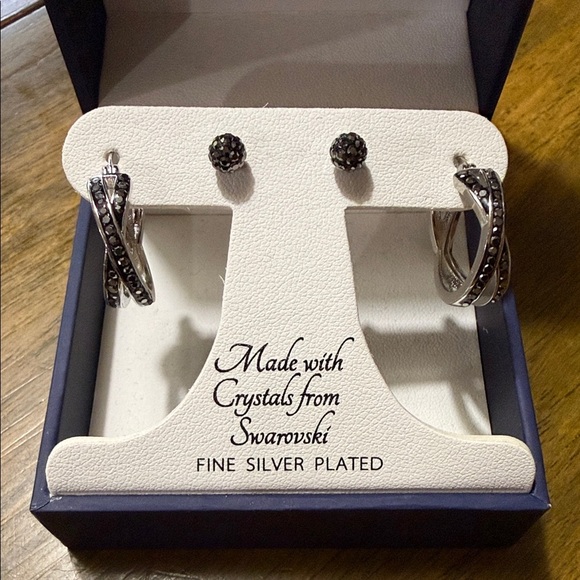 Sophia james Jewelry - Sophia & James Silver and Black Crystal Earrings NWOTS​